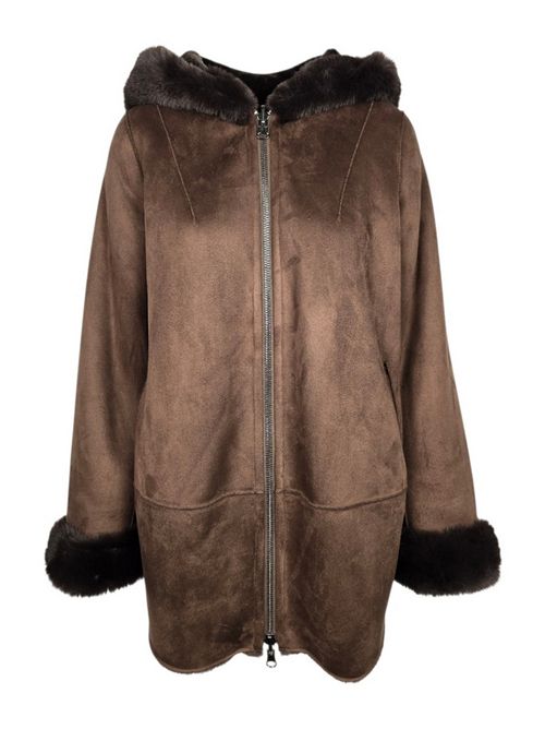 eco-montone donna over marrone V Lab | 6037-FACE030